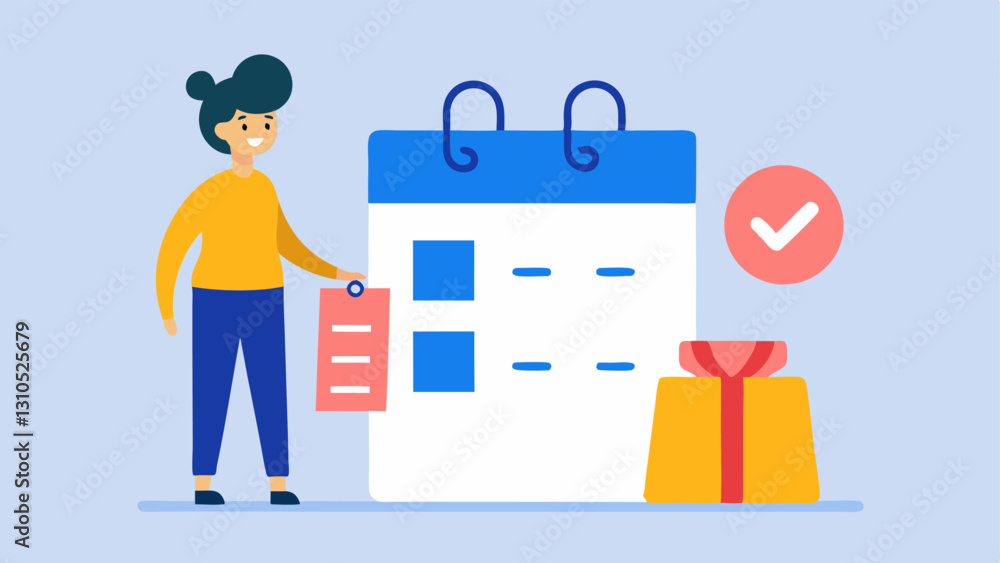 Poster postponing nonessential purchases a character staring at a calendar marked with delay big purchases 
