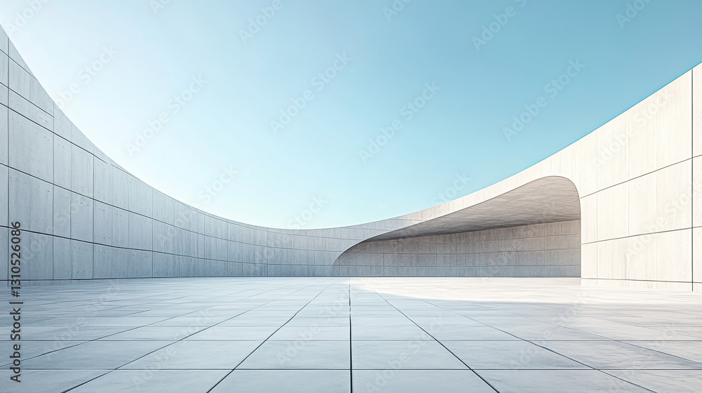 Aufkleber a white building with curved walls on the sea, a 3d rendering of an architectural design style