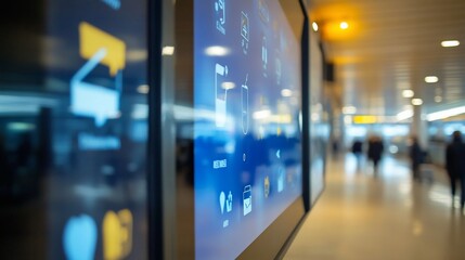 Digital Information Display at Airport Terminal guiding Travelers with visuals
