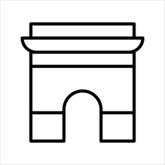 arc de triomphe Icon Symbol isolated white background. vector illustration. color editable.