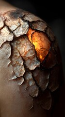 Dramatic Cracked Earth Texture with Fiery Orange Highlights and Moody Lighting