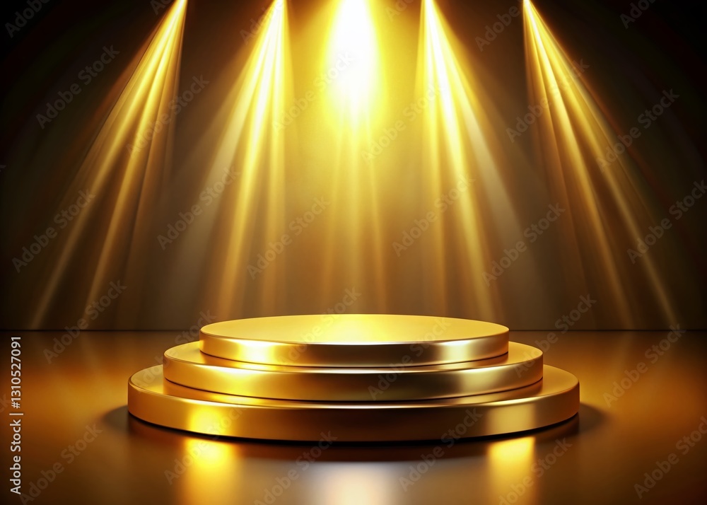 Poster golden podium on transparent background - elegant 3d render for product display