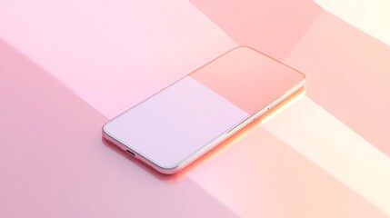 Modern Smartphone Resting on a Soft Gradient Surface With Pastel Colors