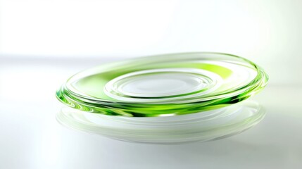 Green Glass Plate Reflection on White Surface