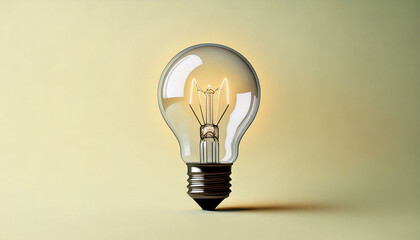 Illuminating innovation light bulb close-up in minimalist studio setting emphasizing creativity and design