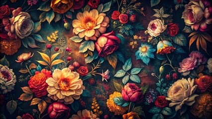 Grunge Floral Night Photography: Ornate Dark Bloom Print Stock Image