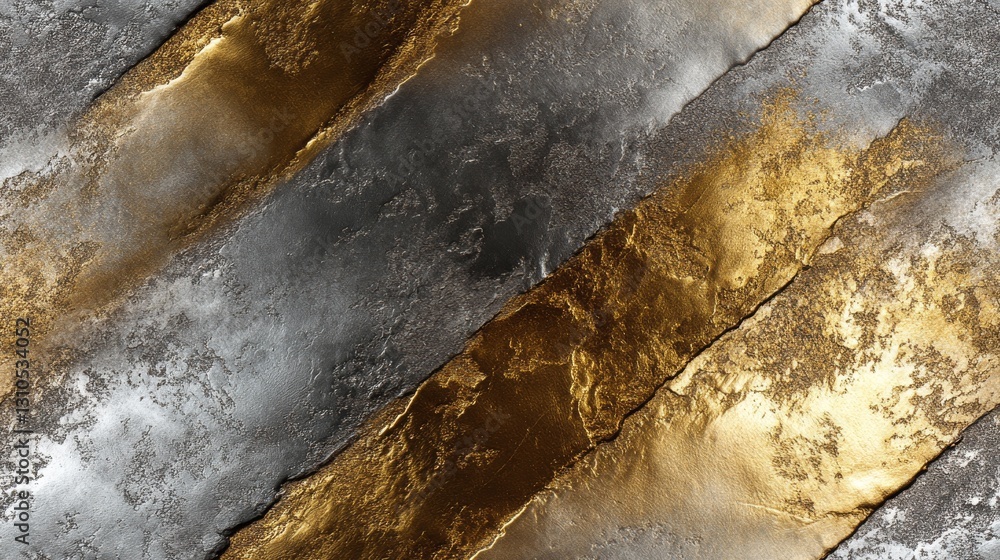 Poster abstract design of golden and silver diagonal textured patterns