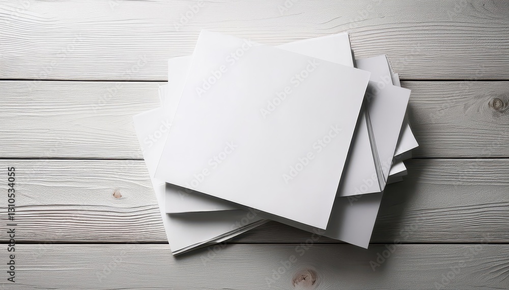 Aufkleber elegant stack of pages resting on a distressed white table, framed by the warm ambiance of a natural