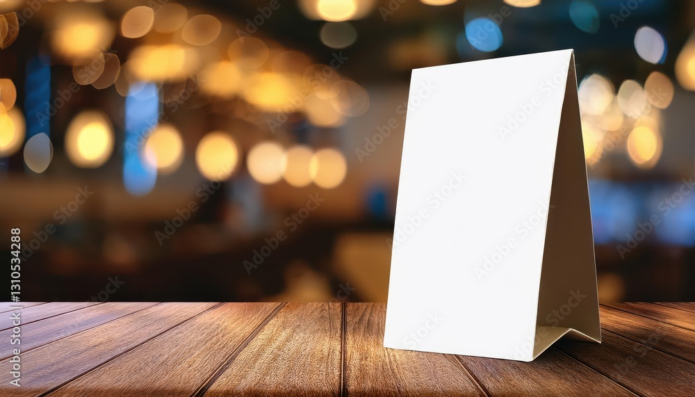 Poster mock up menu frame tent card design with blurred background and layered visuals, displaying a vibran