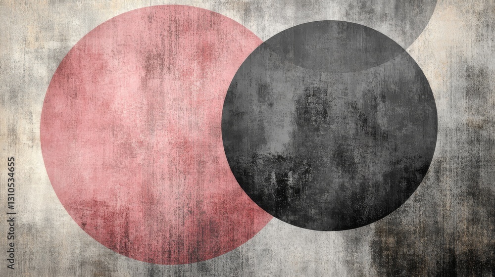 Aufkleber two overlapping circles with textured and grunge effect backgrounds