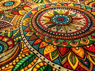 Obraz premium Hand-Drawn Tribal Doodle Print: Ethnically Inspired Decor Pattern Design