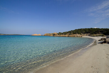 Obraz premium beach, cove and rocks at Caprera Cala Andreana. Gallura (OT), ITALY, Sardinia, Maddalena Archipelago, Caprera Island, south-east coast, Cala Andreana
