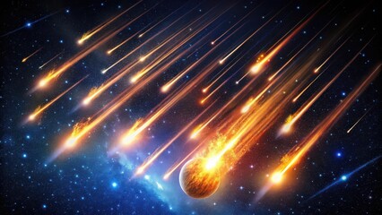 Meteor Shower Over Planet