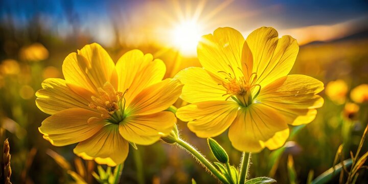 Prairie Sundrop Blooms, Somme Prairie Nature Preserve, Illinois - Closeup Wildflower Photography