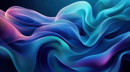 Obraz premium Abstract Fluid Waves in Vibrant Blue and Pink Tones Representing Motion and Depth