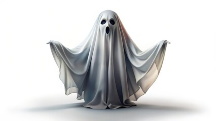 Naklejka premium Ghost Figure, White Background