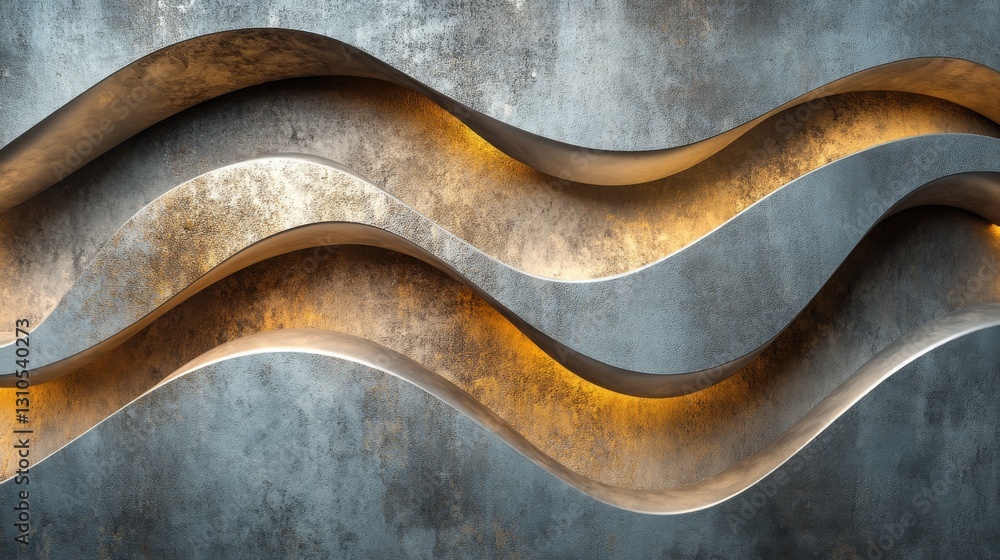 Poster abstract composition of curved flowing lines and textured background