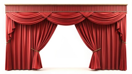 Red Stage Curtains on White Background