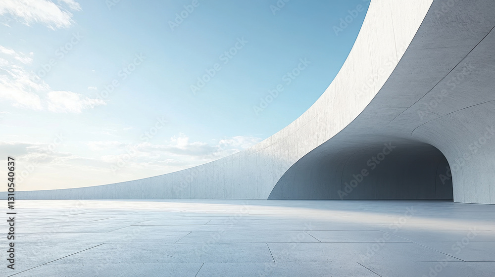 Aufkleber a white building with curved walls on the sea, a 3d rendering of an architectural design style
