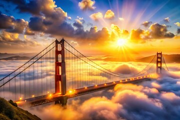 Fototapeta premium Heavenly Golden Gate, Celestial Entrance, Glowing Light, Bokeh, Spiritual