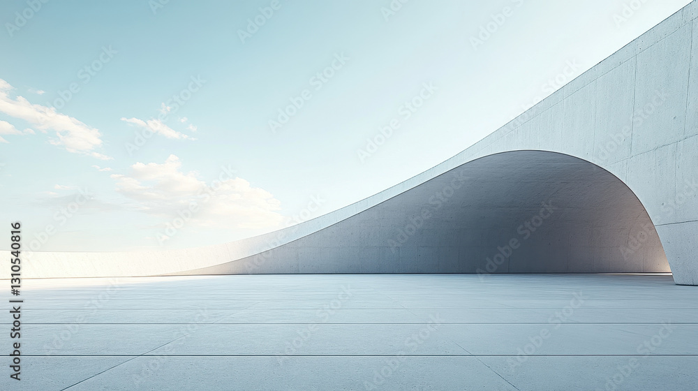 Aufkleber a white building with curved walls on the sea, a 3d rendering of an architectural design style