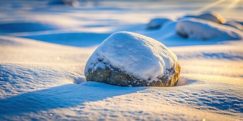 Snowy Stone Landscape, Winter Stone Photography, High Depth of Field, Frozen Stone, Rock in Snow, Cold Stone Image, Winter Scene, Nature Photography, Stone Texture, Snow Photography