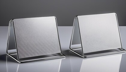 Elegant and Modern Empty Name Plate Holder, Showcasing Stylish Minimalism with Crisp White Lines Against a Rich, Warm Wood Grain Backdrop Perfect for Event Decor or Home Decoration.