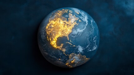 Stunning Night View of Earth with Illuminated North America and Ocean