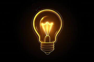 Clean design of a glowing light bulb with bright yellow highlights on a dark background showcasing minimalist art style