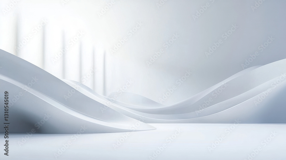 Poster 3d render of an abstract background with a white wave and empty space for product presentation