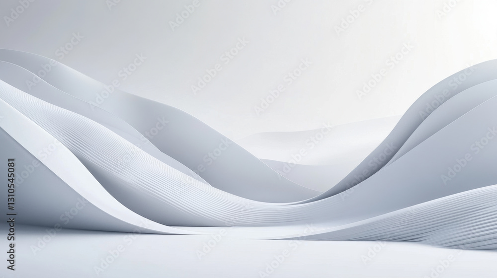 Aufkleber 3d render of an abstract background with a white wave and empty space for product presentation