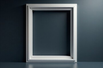 Aluminium window frame set against a dark grey or black background with subtle shadows, high-tech, shadow