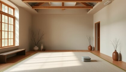 Tranquil Minimalist Interior with Natural Light and Simplistic Decor