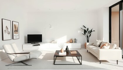 Modern Minimalist Living Room with Natural Light and Elegant Decor