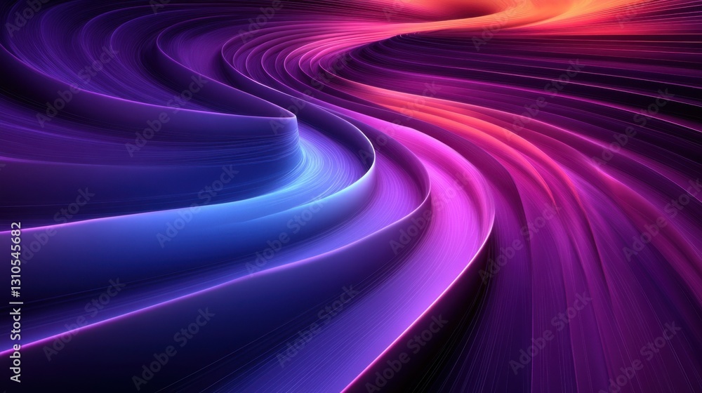 Aufkleber abstract light waves creating a vivid and dynamic flowing pattern in bright neon colors