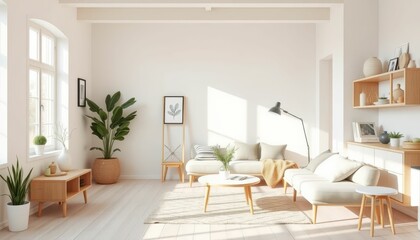 Contemporary Bright Living Room with Stylish Furniture and Decor