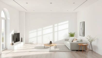 Bright and Minimalist Living Room with Modern Furniture and Decor