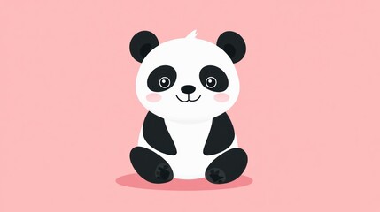 Obraz premium An adorable cartoon panda with black and white fur sitting