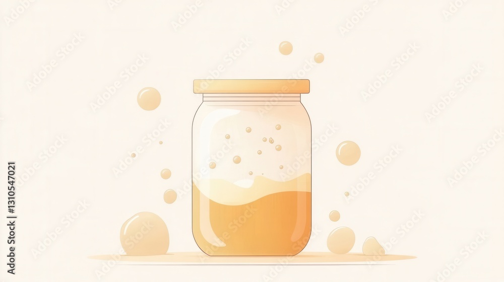 Aufkleber clean abstract fermentation logo featuring a minimalist jar with bubbles that represents probiotic f