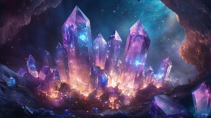 Obraz premium Immerse yourself in enchanting spectacle of a celestial cascade, as it unveils its mesmerizing sapphire tones, harmoniously juxtaposed with captivating backdrop, evoking an overwhelming sense