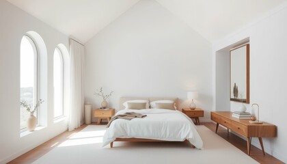 Modern Minimalist Bedroom with Large Windows and Natural Light