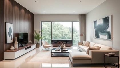 Modern Living Room Interior with Natural Light and Minimalist Design