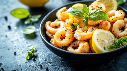 Refreshing bowl of shrimp salad loaded with fresh ingredients and vibrant vegetables for a healthy and delicious meal