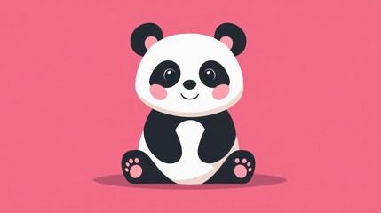 Naklejka premium A Cute Cartoon Panda Sitting With A Smiling Happy Face
