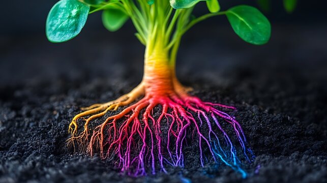 Profound interdependence between plants and soil is unveiled through captivating dance of roots and foliage, as they harmoniously intertwine, bestowing mutual nourishment and eternal sustenance upon