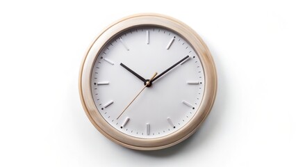 Wooden Wall Clock on White Background