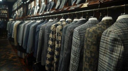 Obraz premium Sharkskin Suit: A stylish suit with a unique texture that mimics sharkskin, often in gray tones, offering a sleek and contemporary look for formal occasions. 
