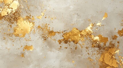 Golden flecks and stains on a textured neutral colored surface