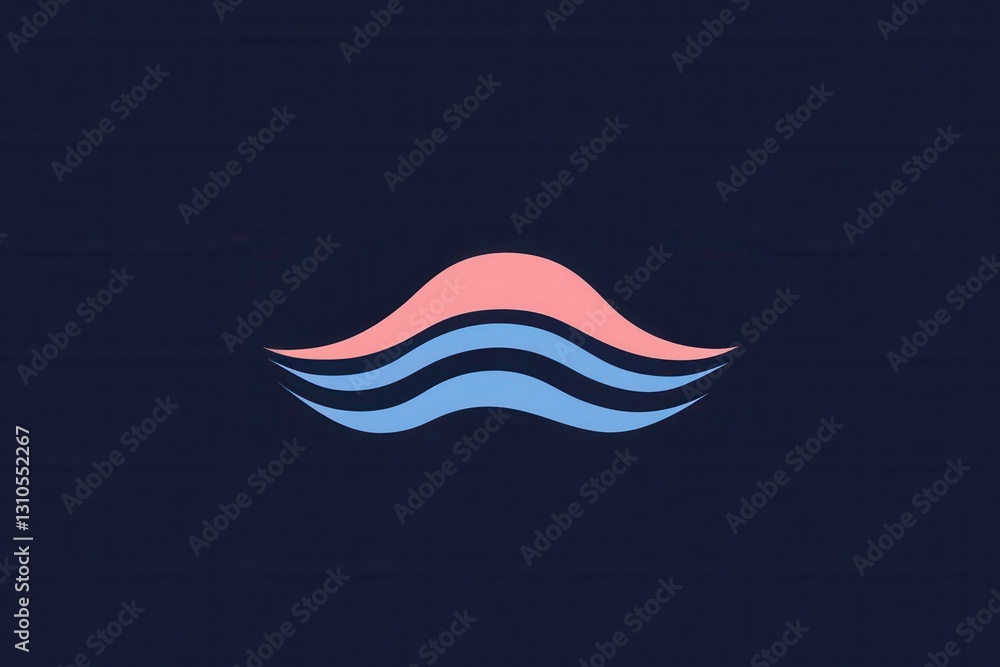 Poster Wavy blue line icon representing calmness in a minimalist abstract style suitable for modern design aesthetics