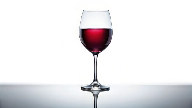 Red Wine Glass on White Background